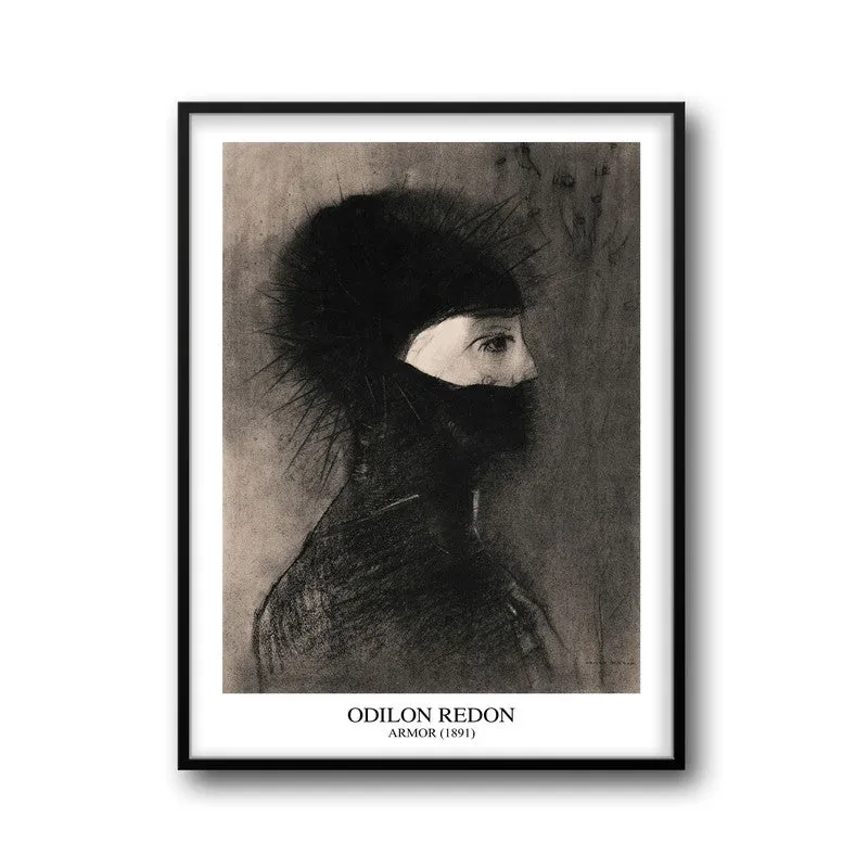 Armor Odilon Redon Archival Canvas Wall Painting - Black Frame media 5