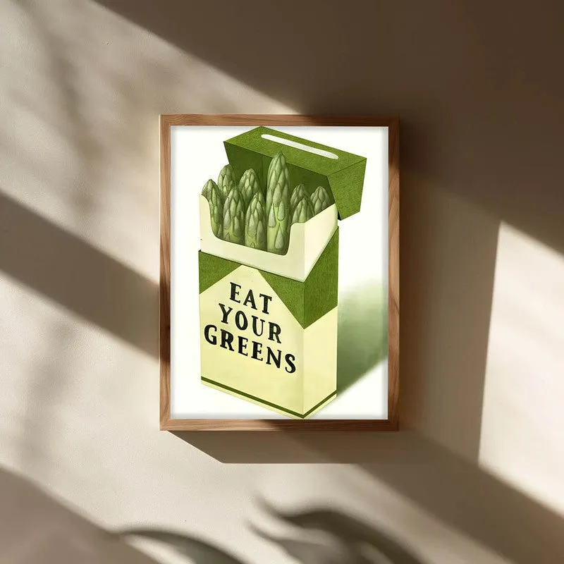 Eat Your Greens Archival Canvas Wall Art - Brown media 3
