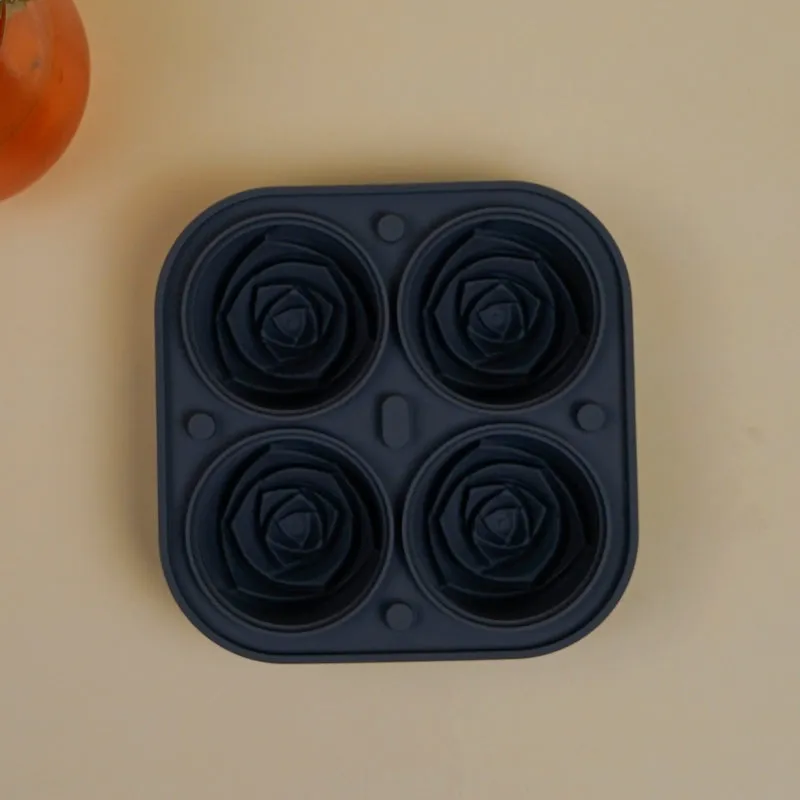 Rose Silicone 4-Cube Ice Mould - Grey media 3