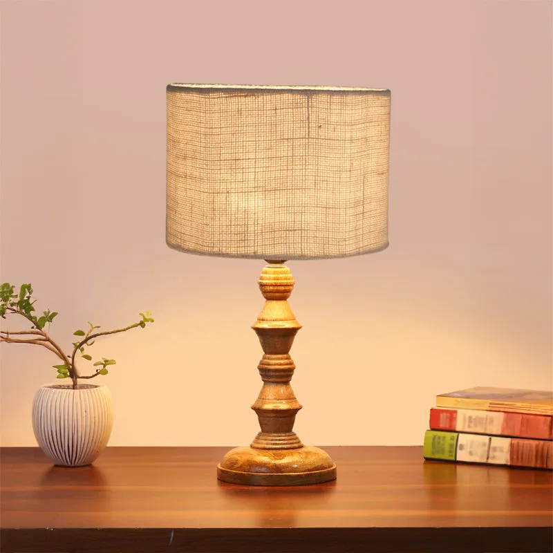 Sienna I Timber Wooden Table Lamp - White,,Brown media 2