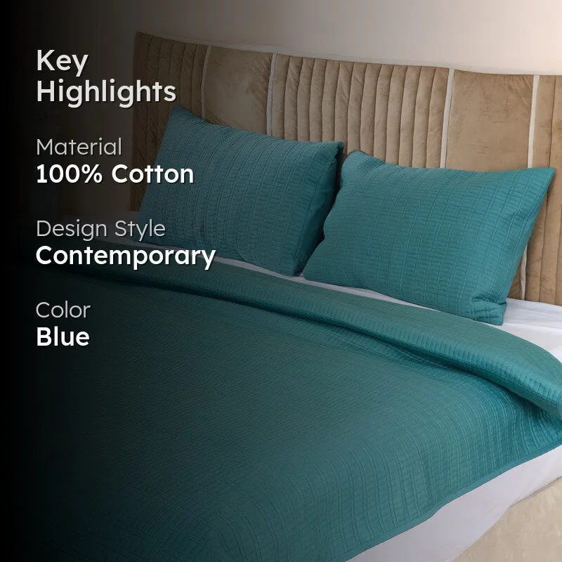 Diamond Quilted Cotton Pillow (Teal) - Set Of Two media 2
