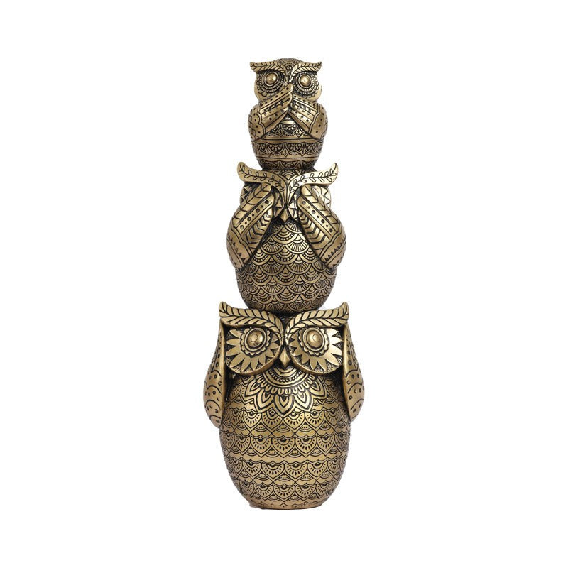 Three Wise Owl Ornate Showpiece image 4