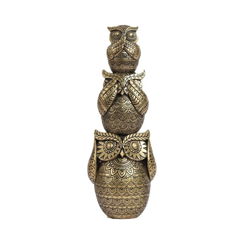 Three Wise Owl Ornate Showpiece media 4
