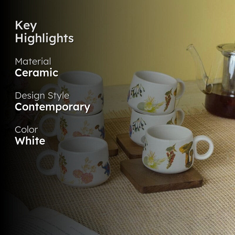 Rais Ceramic Tea Cup (150 mL Each)  -  Set of Six media 2