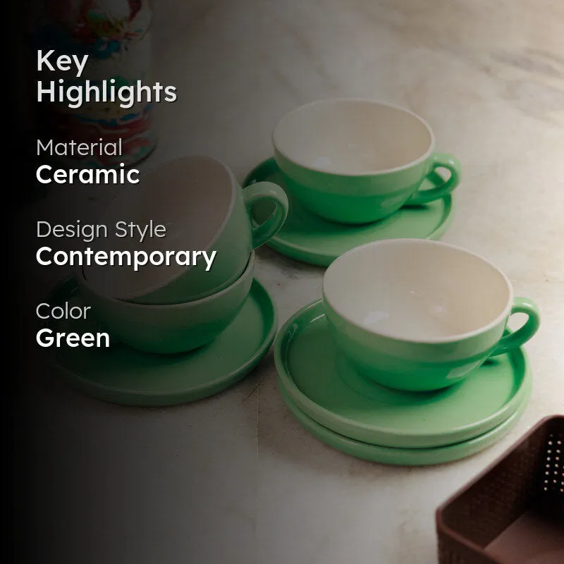 Blush & Brew Cup & Saucer (Mint/320 mL) - Eight Piece Set media 2