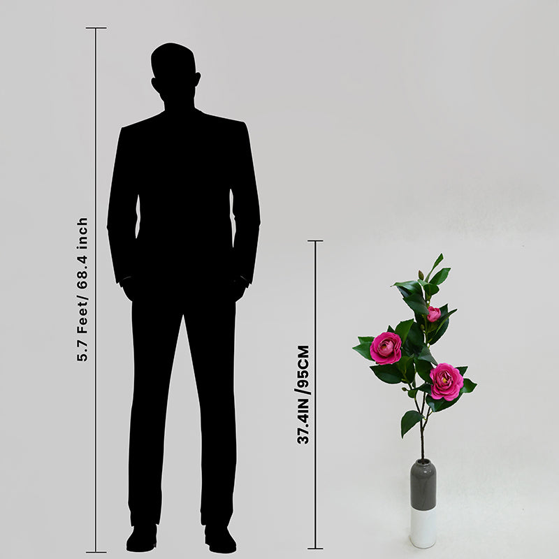 Edeina Artificial Rose Without Pot (Dark Pink) - 3 Feet media 5