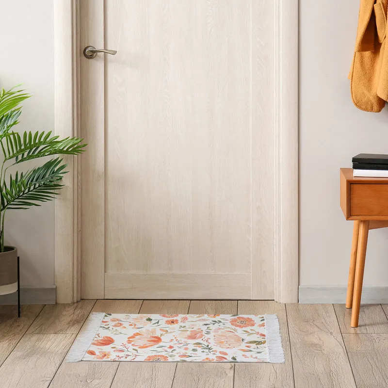 Sylven Cotton Door Mats - White & Orange media 4
