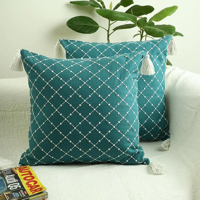 Aine Embroidered Cotton Cushion Cover - Set Of Two media 2