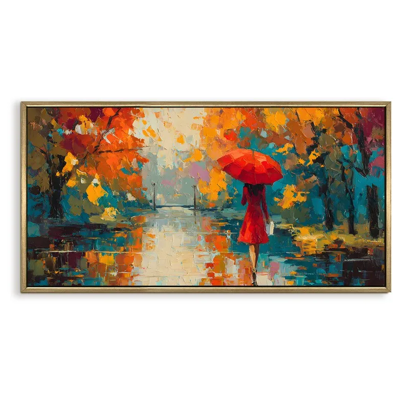 Rainlit Path Canvas Wall Painting With Frame media 3
