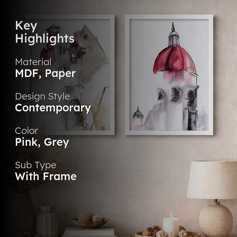 ArchVista Paper Wall Painting With MDF Frame - Set Of Two media 2
