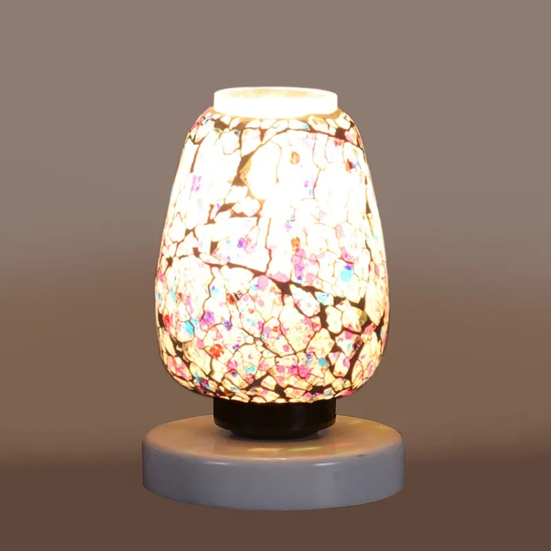 Crystalora Glass Table Lamp With Wooden Base - Multicolor media 7