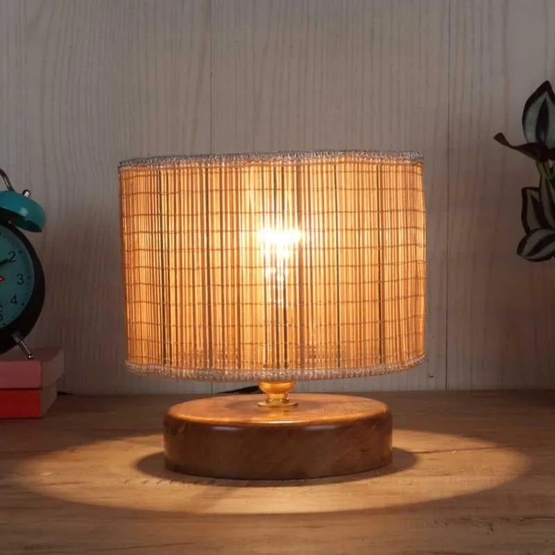 Husky Short Bamboo Table Lamp - Beige,Brown media 3
