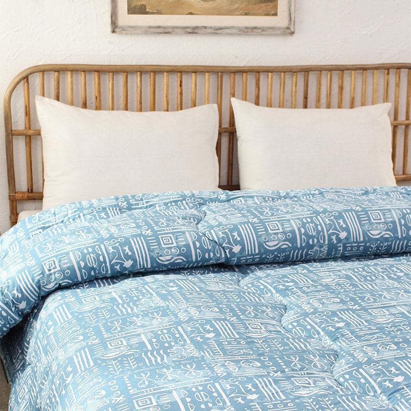 Snuggle Soft Cotton Comforter (Blue)  - 350 GSM media 3