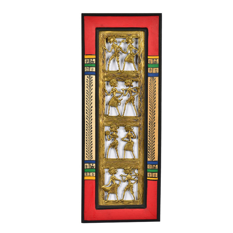 Praakriti Dhokra Hand Carved Brass & Pine  Wooden Wall Accent media 3