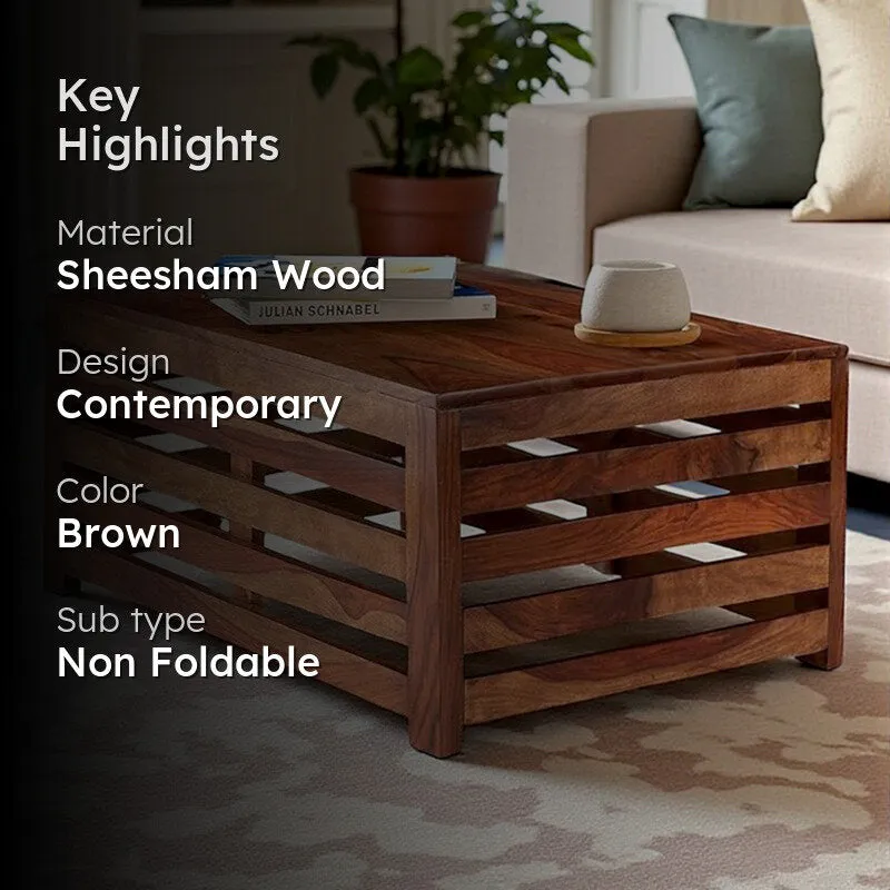 Cenrox Sheesham Wooden Center Table - Dark Brown media 2