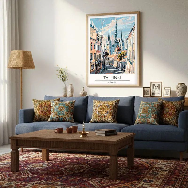 Vintage Tallin Framed Canvas Archival Canvas Wall Painting - Natural Brown Frame media 4