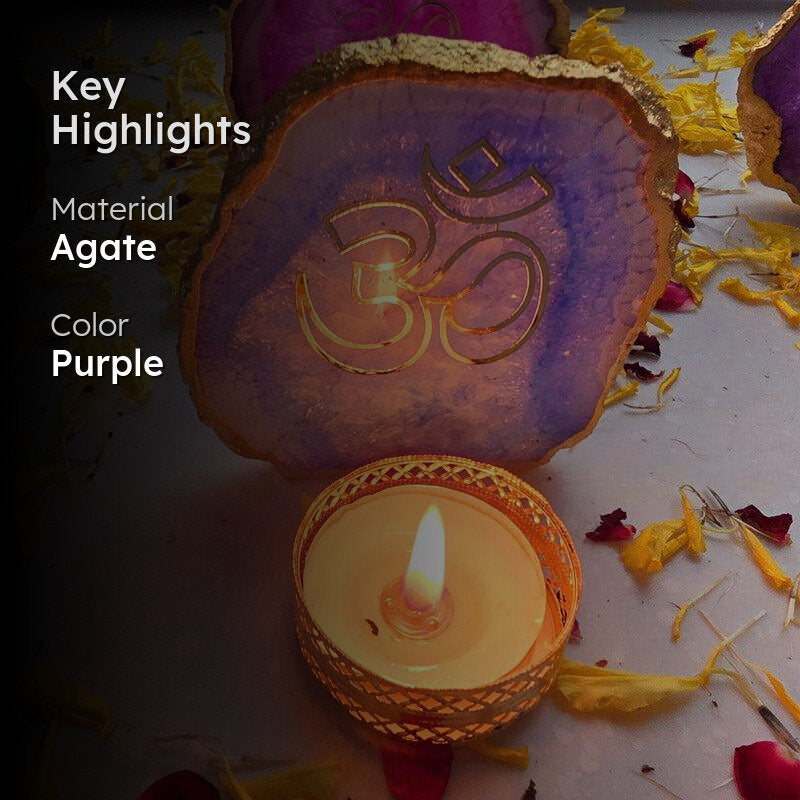 Festive Om Tealight Candle Holder - Violet image 2