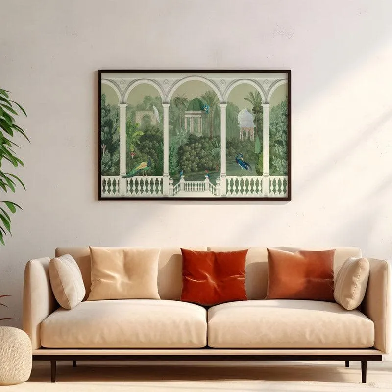 Mughal Mosaic Garden Wall Painting - Black Frame media 4