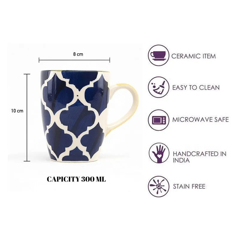 Ceramic Ceramic Coffee Mug (300 mL Each,Blue,Yellow) - Set Of Six media 5