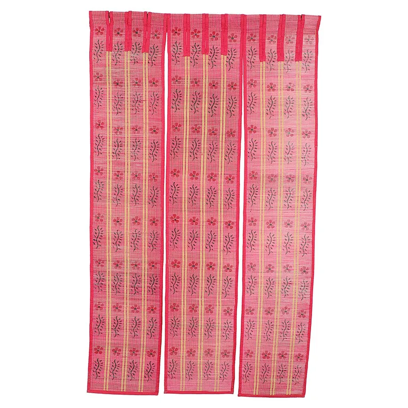 Forest Flow Three Panel Bamboo Curtain - Red media 3