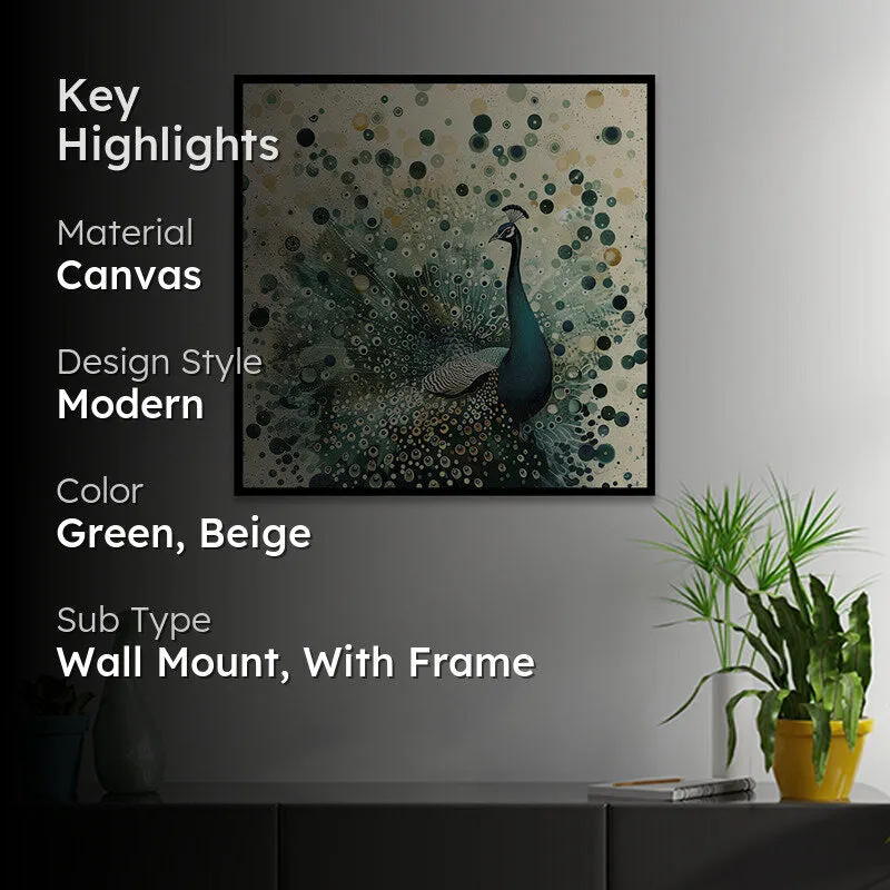 Peacock Burst Canvas Wall Art With Frame media 2
