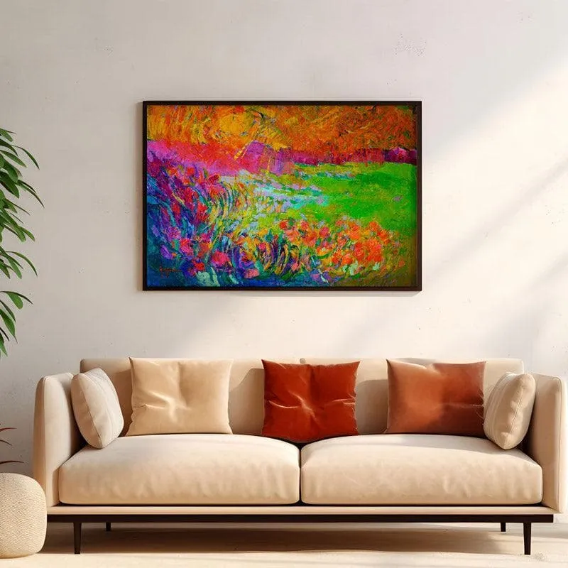 Meadow Lands Canvas Wall Painting - Black Frame media 4