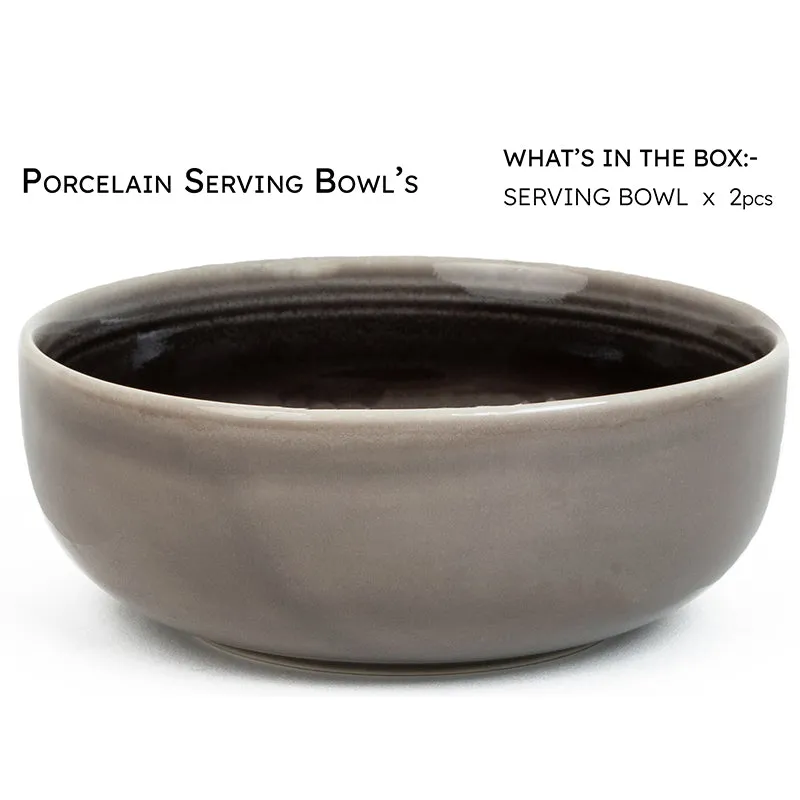 Caspian Porcelain Snack Bowl (Grey/850 mL) - Set Of Two media 3
