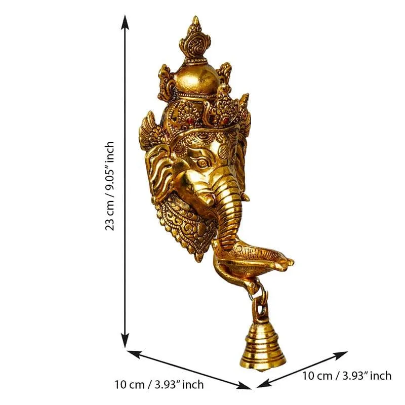 Ganesh Diya Metal With Bell media 5