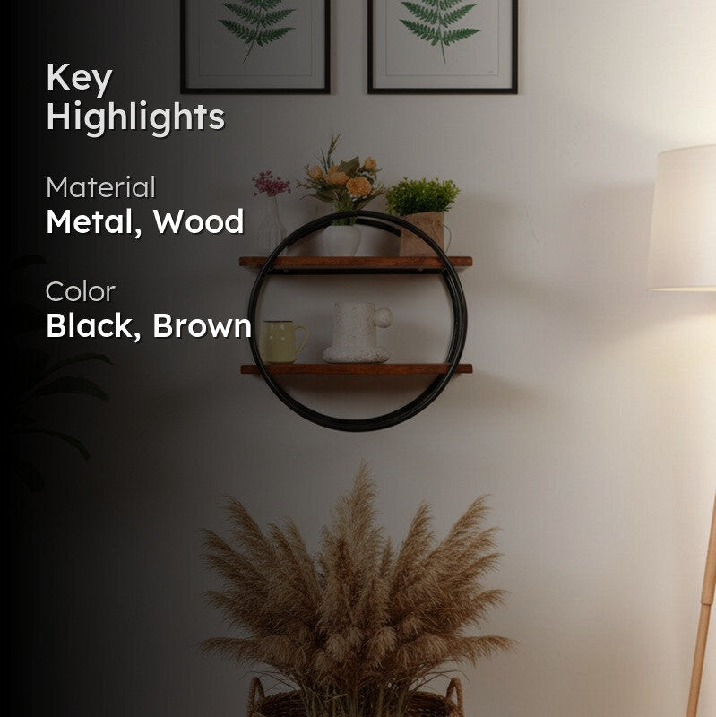 Astiron Boho Wall Mounted Rack with Wooden Shelves media 2