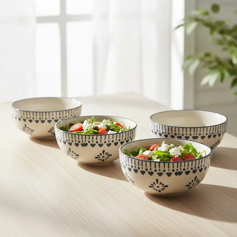 TableTreat Ceramic Snack Bowls (Blue,White, 200 mL Each) - Set Of Four media 1