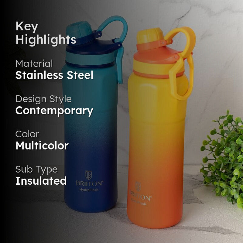 Serene Sip Hot & Cold Thermos Water Bottle (Blue & Yellow, 800 mL Each) - Set Of Two media 2