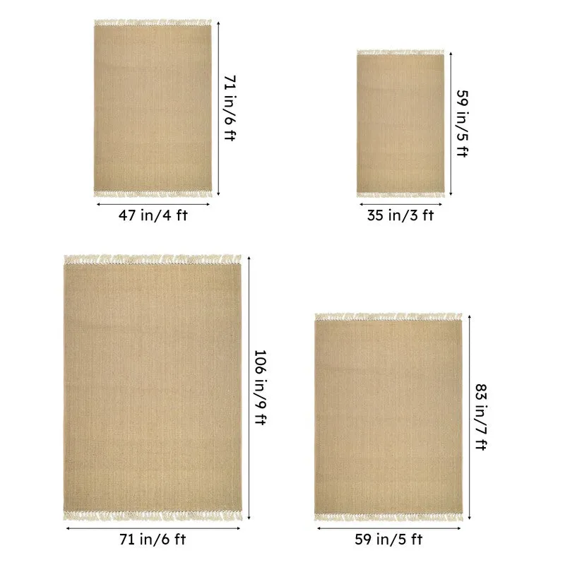 Saral Home EcoStep Anti-Slip Jute Cotton Area Rug with Fringe media 7