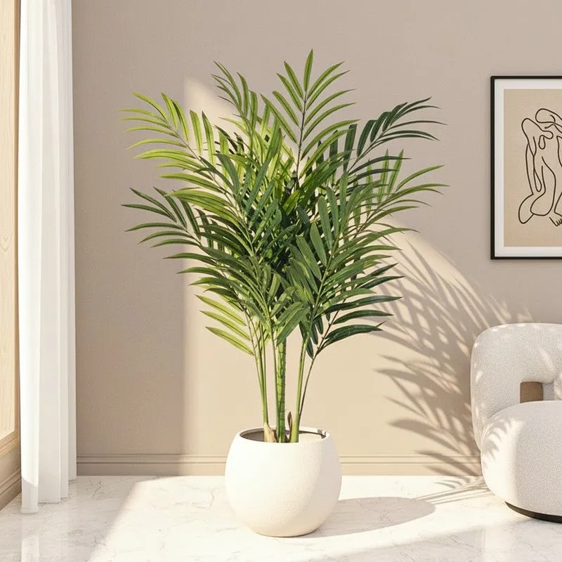 Faux Lush Palm Tree With Black Plastic Pot -  6.2 Feet media 1