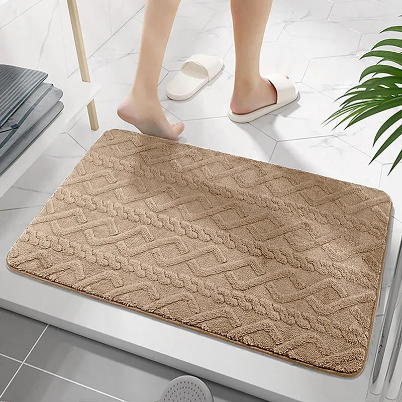 Interlocked Step Microfiber Bath Mat - Beige media 1
