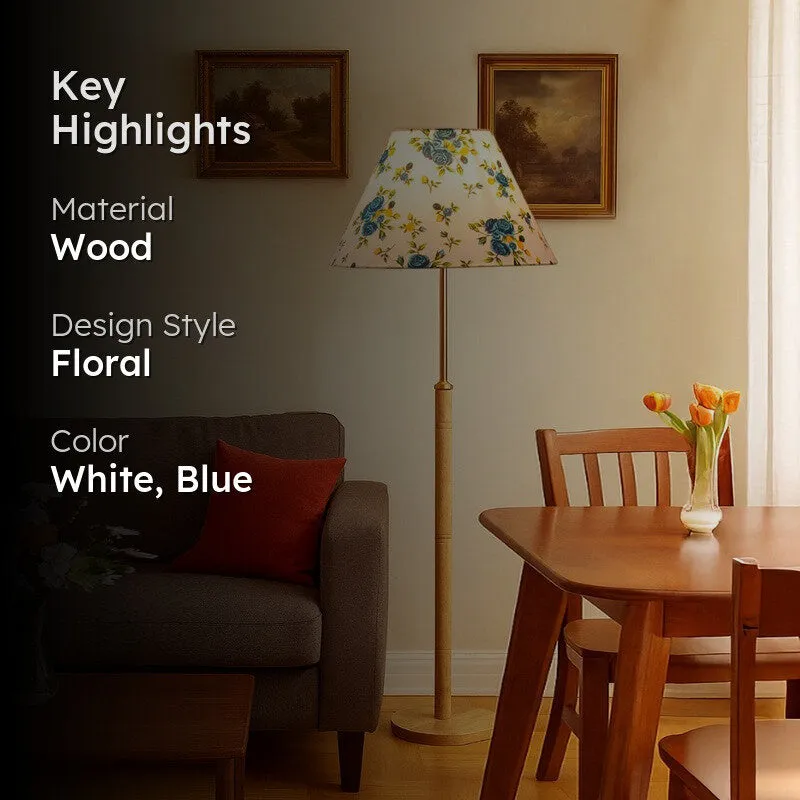 Retro Beam Wooden Floor Lamp - Blue media 2
