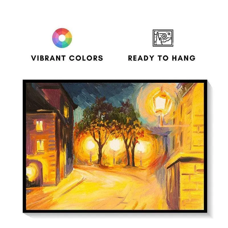 Evening Street In Paris Canvas Wall Painting - Black Frame media 4