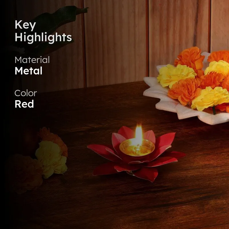 Lotus Diyas (Red & Yellow) - Set Of Two media 2