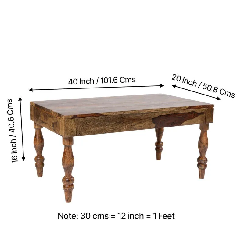 Zynex Sheesham Wooden Center Table - Dark Brown media 12
