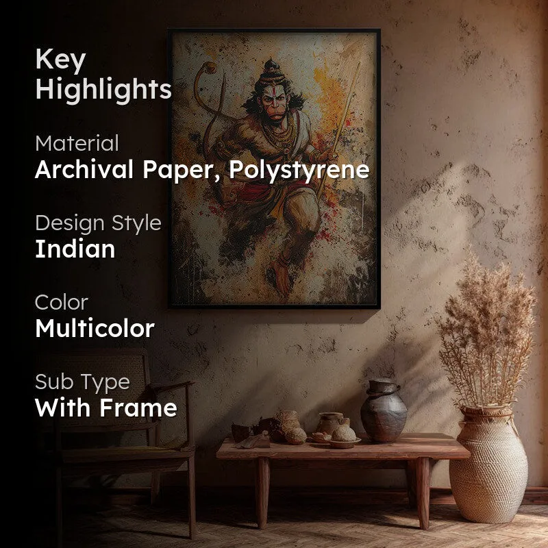 Hanuman Ji Warrior Form Archival Paper Wall Art media 2