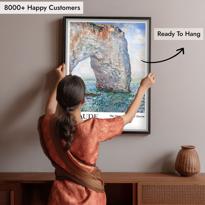The Manneporte Near Etretat Archival Canvas Wall Painting - Black Frame media 6