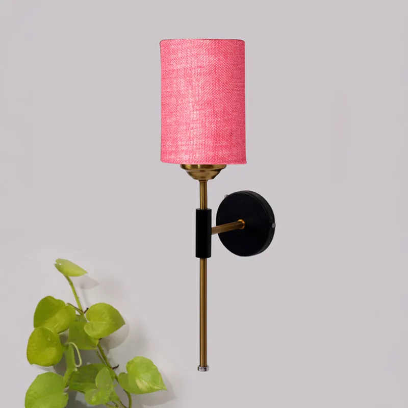 Beryll Cylindrical Jute Wall Lamp - Pink media 3