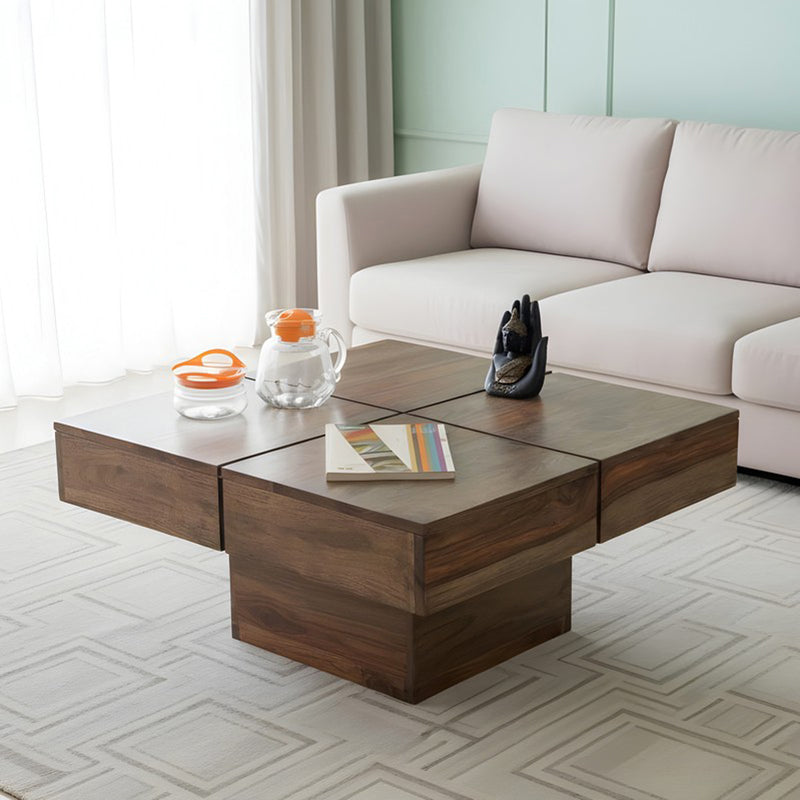 Tervon Sheesham Wooden Center Table - Dark Brown