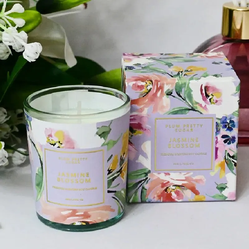 Jasmine Blossom Scented Candle Glass Jar - Set Of Two media 5