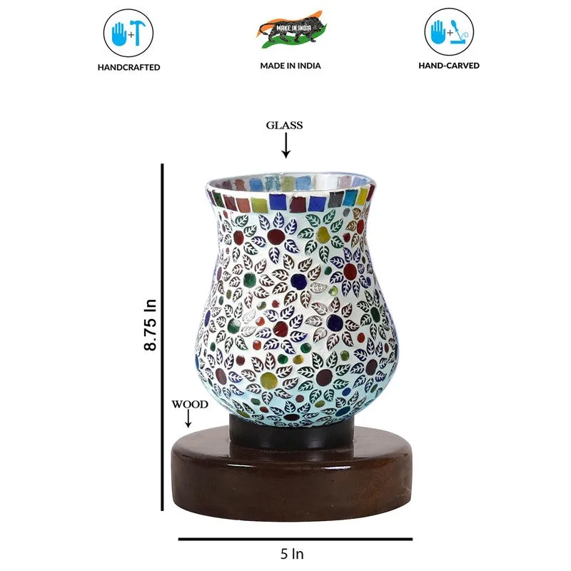 Gleemora Mosaic Glass Table Lamp With Wooden Base - Multicolor media 8