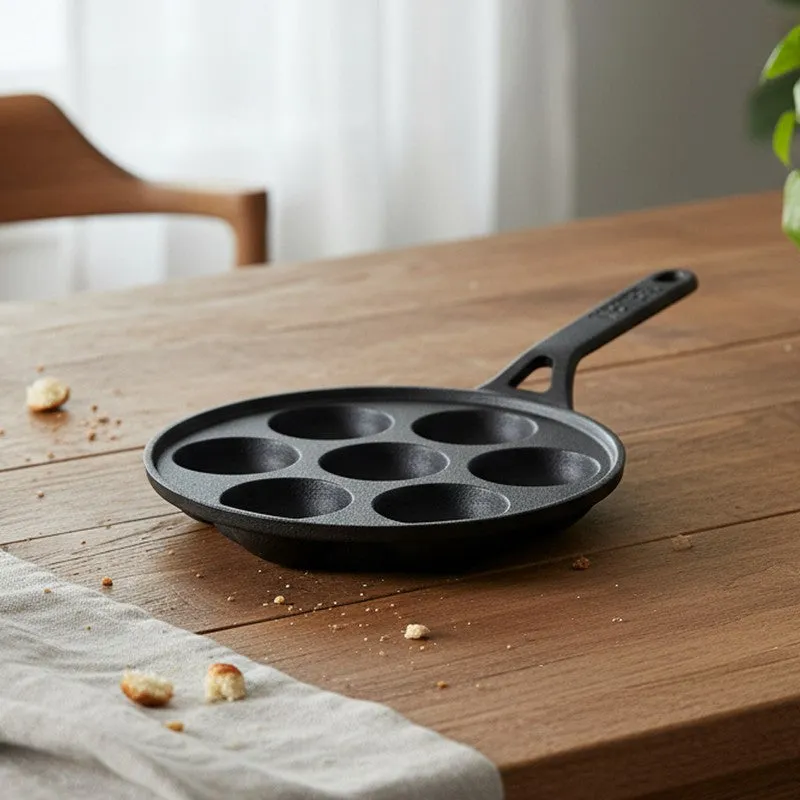 Meyer Long Handle Cast Iron Paniyaram Pan media 1