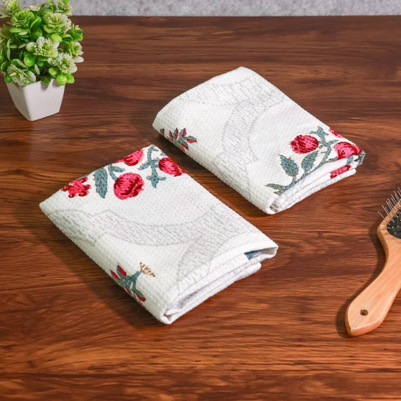 Flora Drift Cotton Hand Towel (Blue) - Set Of Two media 1