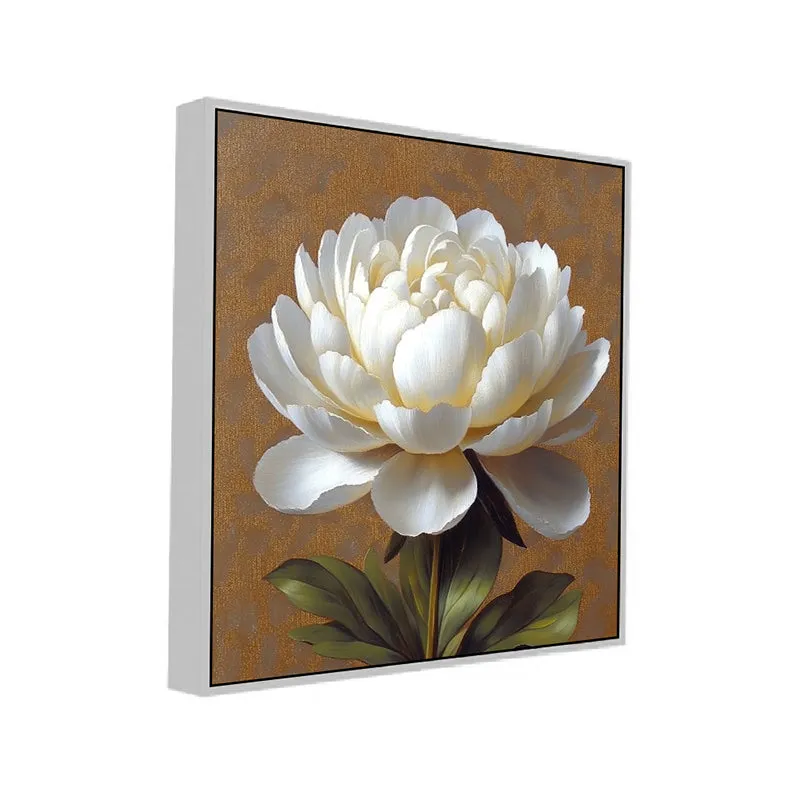 Prismatic Peony Canvas Wall Painting With Frame - White media 3