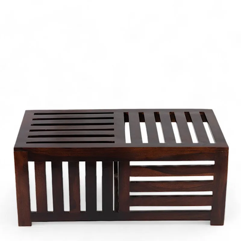 Zavro Sheesham Wooden Center Table with Stools (Deep Brown) - Five Piece Set media 3
