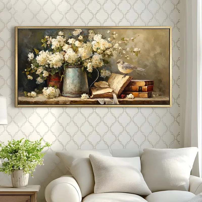 Ivory Blooms Canvas Wall Painting With Frame media 4