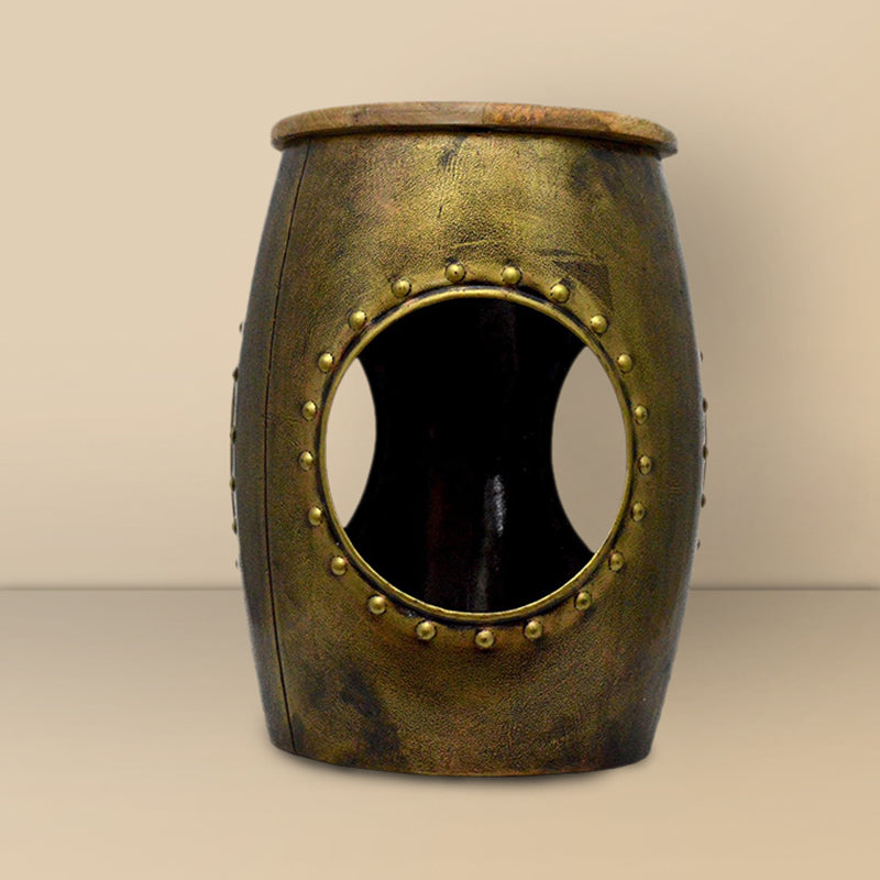 Saanvi Iron & Wood Stool - Green